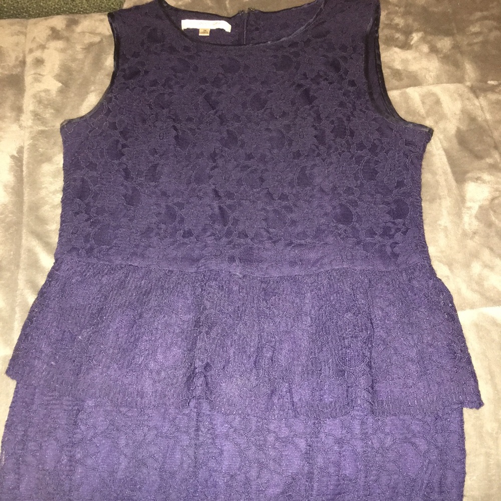 Evan Picone Blue Lace Peplum Dress 14